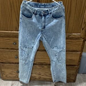 SHEIN Men's Washed Denim Jeans with Star Detail